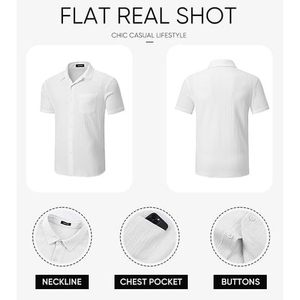 Chemise décontractée pour homme FOXA à manches courtes, chemise de plage d'été, chemise texturée avec poche - Product Image 6