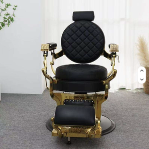 Sillón de Barbería Profesional de Estilo Antiguo, Muebles Duraderos para Salón de Peluquería, Color Marrón, Blanco, Dorado, Verde y Gris - Product Image 2
