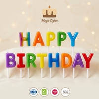 Bougie personnalisée en forme de lettre alphabétique, Joyeux Anniversaire, en cire de paraffine, forme ondulée, bougies créatives pour gâteau avec certification BRC pour fêtes et Nouvel An DIY