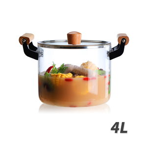Hot Bán Borosilicate Pyrex Thủy Tinh Nấu Ăn Nồi Kích Thước Lớn Trong Suốt Rõ Ràng Đôi Tai Cảm Ứng Dưới Gas Súp Bao Gồm Nắp - Product Image 4