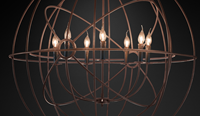 Rusty Lustre Rond Cage Éclairage Style Nordique Suspendu Décoration Cage Lustre Lampe Rustique Pendentif Lampe Éclairage En Gros