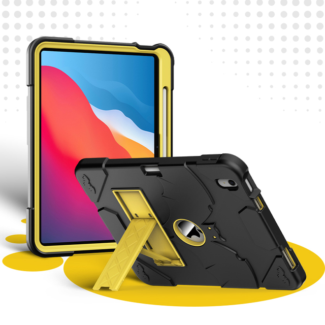 Shockproof Silicone 3 in 1 Rugged Protective Cover with Built-in Stand for iPad 10th Pencil Holder Case 10.9 Inch 2022 for Kids