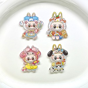 Mặt dây chuyền nhựa hình thỏ dễ thương hoạt hình Haoqing, phong cách Kawaii, dành cho ốp điện thoại, phụ kiện làm tóc tự làm - Product Image 4