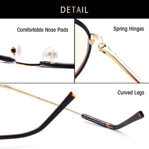 Lunettes de vue anti-lumière bleue grises à monture ronde complète, style rétro unisexe, montures métalliques, modèle 9007 - Product Image 5