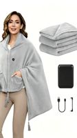 Selendang Pemanas Tanpa Kabel OEM 150*100cm dengan USB, 3 Tingkat Suhu, Bahan Flanel Lembut untuk Menghangatkan Leher, Bahu, dan Punggung