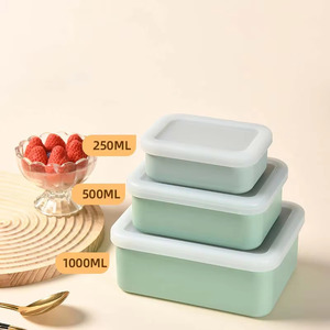 Conteneur alimentaire réutilisable en silicone, rectangulaire, étanche, compatible micro-ondes, portable, pour condiments, collations, bento - Product Image 2