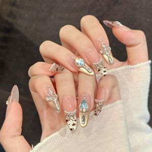 Nuevo Producto Lanzado, <span class=keywords><strong>Uñas</strong></span> Postizas Negras Estilo Francés con Brillantes Detalles Dorados, Diseño Exquisito <span class=keywords><strong>de</strong></span> Ojo <span class=keywords><strong>de</strong></span> Gato, Tallado a Mano - Product Image 3