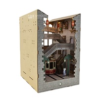 Wincent Book Nook, puzzle en bois 3D, station de tram miniature, kit de diorama avec éclairage LED, décoration d'étagère, cadeau pour adultes, construction
