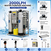 Système de purification d'eau de qualité industrielle 2000L/H avec cadre en acier inoxydable, machine de traitement d'eau par osmose inverse à 7 étapes avec UV