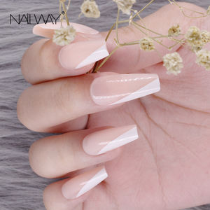 Uñas Postizas Extra Largas Estilo Bailarina Francesa, Uñas Acrílicas ABS Naturales Pre-encoladas, Uñas Artificiales de Ataúd Francés para Presionar, Venta al por Mayor - Product Image 2