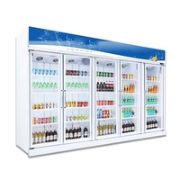 Vitrine Réfrigérée Verticale 5 Niveaux pour Boissons et Crèmes Glacées, à Température Unique, avec Dégivrage Automatique et Refroidissement par Air