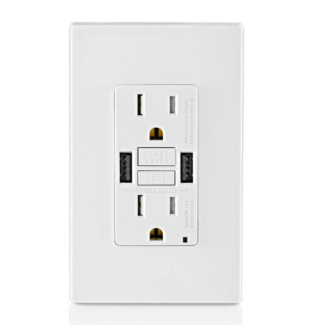 2-Pack GFCI 20A Duplex Wall Outlet with Built-in USB Type A & C 24W... 2-Pack GFCI 20A Duplex Wall Outlet with Built-in USB Type A & C 24W...