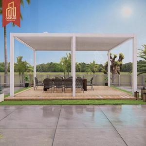 Gazebo de pérgola de aluminio ajustable, Marco con recubrimiento en polvo, techo de madera, venta al por mayor, pérgola de jardín al aire libre - Product Image 1