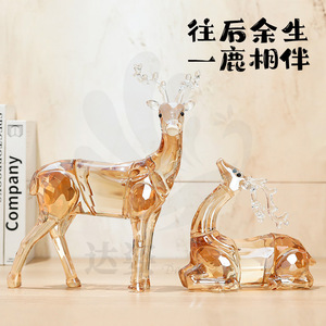 Ornement en verre cristal Darzelle en forme de cerf Sika, couleur champagne, décoration d'intérieur, cadeau - Product Image 5