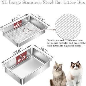 Litière pour chat en acier inoxydable, <span class=keywords><strong>anti</strong></span>-éclaboussures, sans odeur, facile à nettoyer, pour granulés de pin - Vente en gros d'articles pour animaux de compagnie - Product Image 6