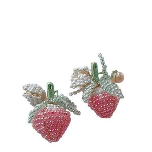 ต่างหูคริสตัลสีครีมต่างหูรูปสตรอเบอร์รี่สีชมพูอ่อนเครื่องประดับหรูหราน้ำหนักเบา - Product Image 1