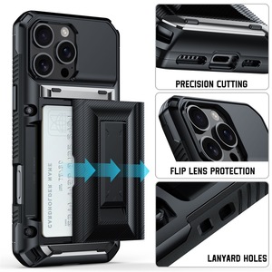 Para iPhone 16 Funda a prueba de golpes Slide ID Slot Card Holder Stand, <span class=keywords><strong>Amor</strong></span> Impact Rugged Wallet Phone Cover para iPhone 14 15 16 Pro Max - Product Image 2