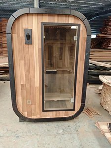 Sauna en bois massif pour 2 personnes, verre panoramique noir, chauffages TOULE & Harvia, sauna vapeur humide pour usage intérieur et extérieur - Product Image 2