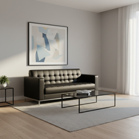 Canapé-lit modulaire moderne de luxe personnalisable 1 à 3 places avec revêtement en cuir pour espaces commerciaux et bureaux à domicile