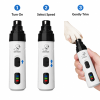 Lime à ongles pour chiens et chats, coupe-ongles rechargeable par USB, meule diamantée, contrôle à 2 vitesses, capuchon de sécurité