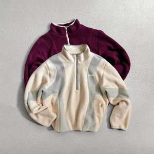 OEM Custom High Quality Winter Warm Sherpa Fuzzy <b>Jackets</b> <b>Men</b> Patchwork Color Design Casual Wear Sherpa <b>Jackets</b> Manufacturer - Product Image 1