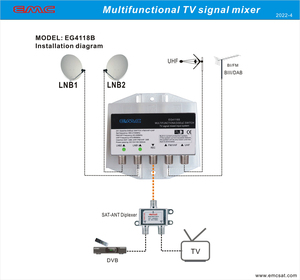 Mezclador de Señal de TV SAT+ANT para Exteriores, Resistente al Agua, Conmutador DiSEqC 4X1 - Product Image 4