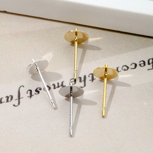 DIY Semi-finished Earring <b>Post</b> with 925 Sterling Silver Electroplated 18K Gold-plated Copper Cross Head, Beaded Earring Set - Product Image 4