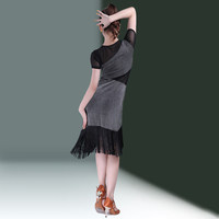 Robe de danse latine pour femmes, manches courtes, style moderne avec franges, pour performance de danse de salon, costume sexy de rumba pour adulte, ODM