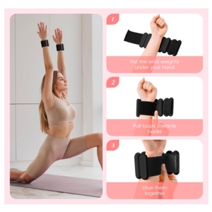WL MZ030 Juego de Pesas Personalizadas para Tobillos y Muñecas, 2 Pares de 1 lb Cada Uno, para Ejercicio Físico Integral, de Silicona Negra Resistente y Acero, para Yoga - Product Image 3