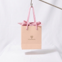 Bolsa de Regalo de Papel Rosa Premium con Logotipo en Lámina Dorada, Lazo de Cinta de Satén y Asa de Cuerda Dorada para Joyería, Cosméticos y Compras