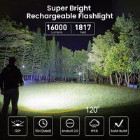 Lampe torche LED Q8 Plus super puissante 16000lm rechargeable USB-C 21700 Anduril 2.0