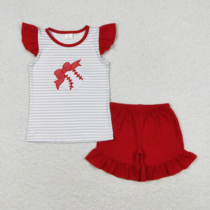 Conjuntos de ropa de verano para niños y niñas, camisetas de manga corta con bordado de béisbol, pantalones cortos informales con cintura elástica, conjunto de ropa de 2 uds. - Product Image 2