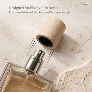 Tapa de perfume cilíndrica de madera WeWood FEA15 de Vietnam, tapa redonda para botella de colonia con revestimiento de PP negro, accesorio para fragancias. - Product Image 2