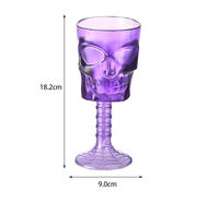 Gobelet en plastique PS multicolore de 350 ml en forme de crâne, coupe à vin réutilisable avec tige squelette 3D, pour cocktails, décoration de fête d'Halloween, bar, vaisselle