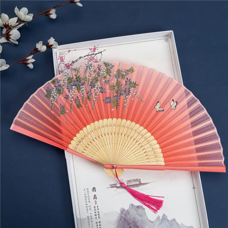 เกรดสูงสีขอบโบราณงานแต่งงานไม้ไผ่มือแฟนจีนผู้หญิงญี่ปุ่นของขวัญหัตถกรรมพัดลม