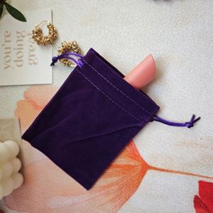 Sac à cordon en velours violet foncé pour emballage, mini sac cadeau, sac à bijoux, rangement pour colliers et boucles d'oreilles - Grande Vente - Product Image 5