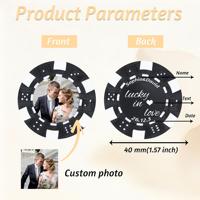 Jetons de poker personnalisés OEM/ODM en ABS avec photo/image/texte pour mariages, soirées casino et souvenirs de fiançailles – Fabriqués en Chine