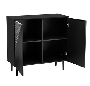 Mueble Auxiliar de Madera Portátil de Estilo Moderno y Minimalista con Estantes Ajustables y Puerta con Diseño Geométrico Elegante para Sala de Estar o Zapatero - Product Image 2