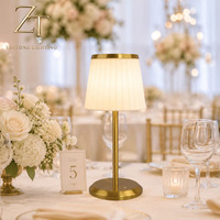 Lampe de table sans fil à LED rechargeable de luxe, style rétro classique, pour restaurant, mariage, avec abat-jour en tissu