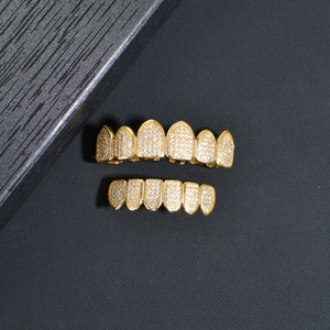 Grillz con Microincrustaciones de Zirconia, Dentaduras de Oro y Plata Estilo Hip Hop, Unisex, Uso Diario, Diseño Geométrico E 013 - Product Image 2
