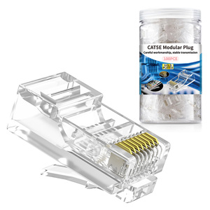 Túi của 100 cái RJ45 Modular Phích cắm kết nối cho Cat6 rắn hoặc bị mắc kẹt UTP cáp <span class=keywords><strong>Ethernet</strong></span> đánh giá PC nhà ở - Product Image 1