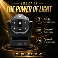 Mini projecteur de scène à 16 têtes mobiles, éclairage LED 3-en-1 (beam, strobe) pour DJ, idéal pour les soirées disco