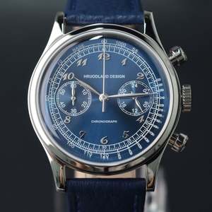 Livraison gratuite, montre pour homme de haute qualité, chronographe rétro, verre saphir bombé 5 ATM, acier inoxydable 316L, quartz, en vente - Product Image 5