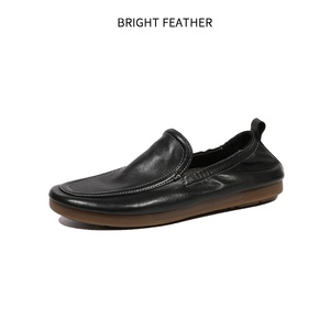 Mocasines de Cuero BRIGHT FEATHER para Hombre, Transpirables, Sin Cordones, Punta Redonda, Suela Suave de Goma, Hechos a Mano, Casuales, Primavera - Product Image 3
