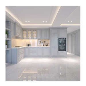 CBMMart 2025 Profil <span class=keywords><strong>Gola</strong></span> personnalisé Panneau PVC Finition acrylique grise Poignées Blanc Armoire de cuisine vintage en acier inoxydable Bois massif - Product Image 2