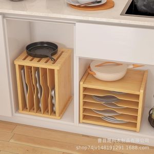 Solid Wood Kitchen <b>Storage</b> Rack Multi Layer <b>Baking</b> <b>Tray</b> Organizer Cabinet Organizer Durable Rectangle Standing Type - Product Image 3