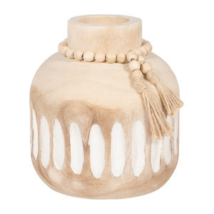 Vaso in legno di Paulownia con nappe decorate con perline, vaso decorativo per fiori, per soggiorno, camera da letto, ufficio, scrivania, decorazioni per la casa - Product Image 2