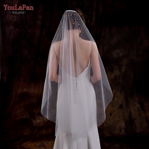YouLaPan V169 mode <span class=keywords><strong>mariée</strong></span> couche unique bout des doigts <span class=keywords><strong>Long</strong></span> <span class=keywords><strong>voile</strong></span> haut fête mariage court <span class=keywords><strong>voile</strong></span> <span class=keywords><strong>avec</strong></span> <span class=keywords><strong>strass</strong></span> étincelants - Product Image 1