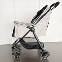 Chariot pliable ultra-fin à 4 roues léger et portable pour chiens et chats, poussette pour animaux de compagnie