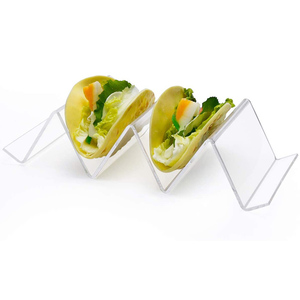 Clair Vague Forme Acrylique Porte-Taco Taco Plateau Avec Poignée Pour <span class=keywords><strong>La</strong></span> Maison Restaurant Table À Manger De Bureau - Product Image 1